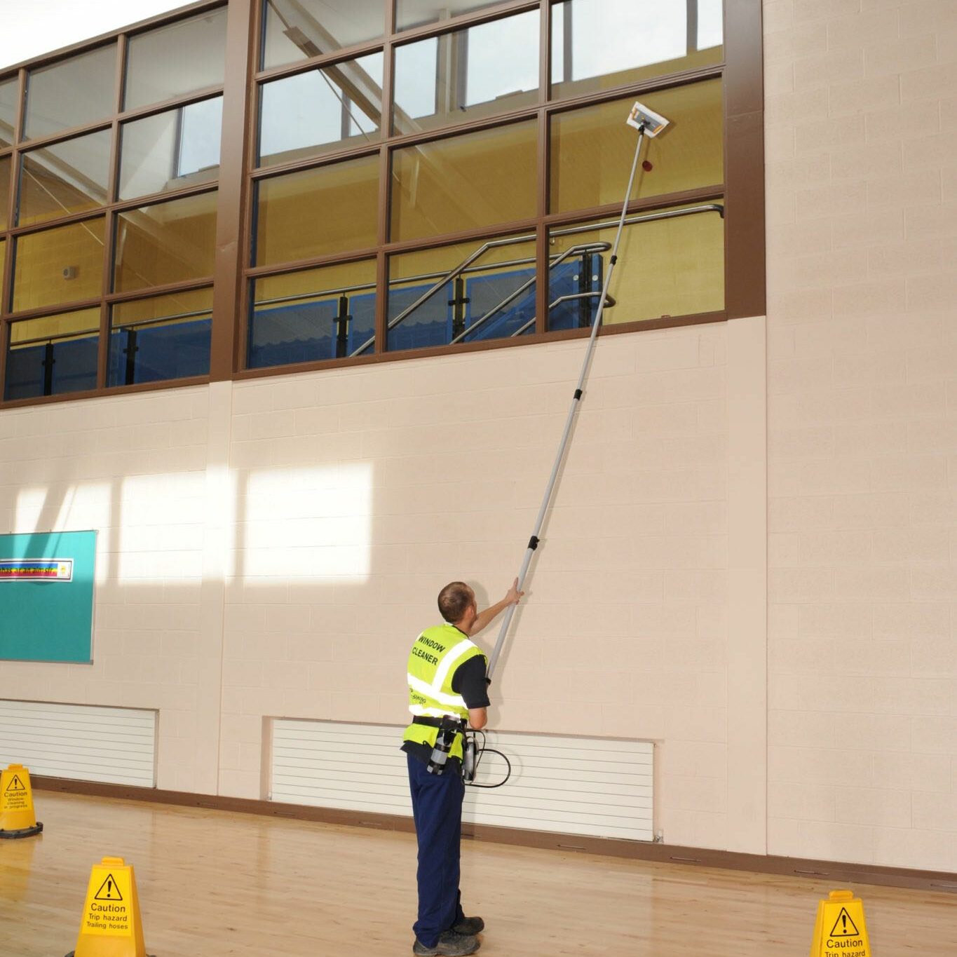 Interior window cleaning using our clever pole system
